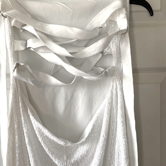 Ladies a White Sequins Dress XL - Picture 2 of 6